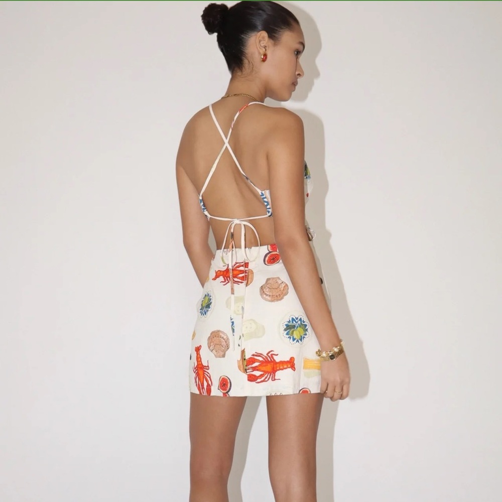 Lobster By The Sea Mini Dress White Bailey Rose Dress Large - Picture 2 of 7